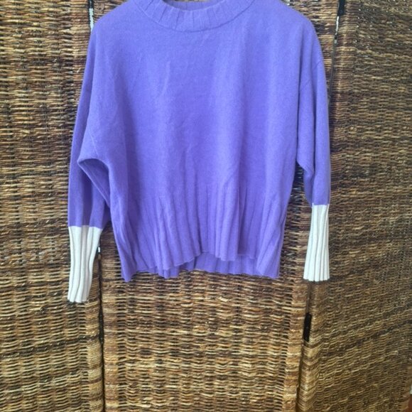 Claudia Cashmere Sweater – NWT, Purple with Light Purple Sleeve Detail – Size XL - Picture 6 of 6